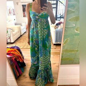 Tracy Feith Blue and Green Maxi Dress